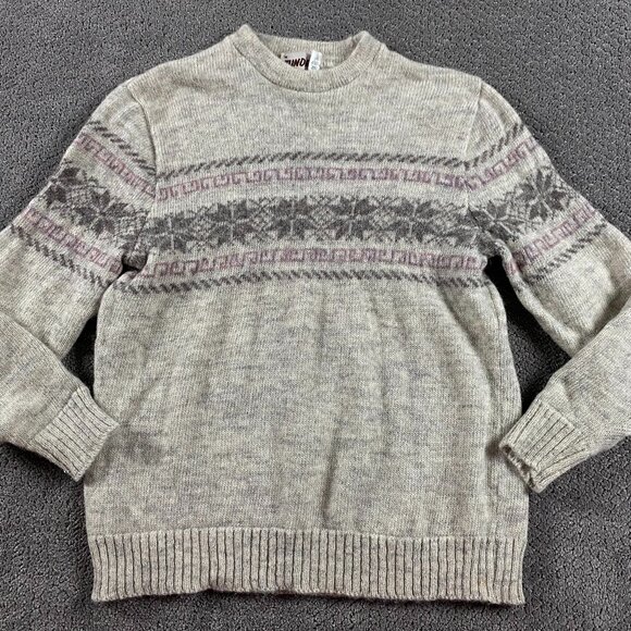 Vintage Tundra Canada Sweater Unisex Medium Women's Fair Isle Wool Beige Pink - Picture 1 of 7